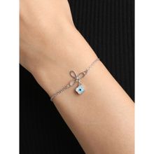 CLARA 925 Silver Adjustable Rhodium Plated Evil Eye Flower Bracelet Gift For Women And Girls