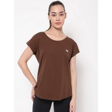 Clovia Comfort Fit Active T-Shirt in Brown - Cotton