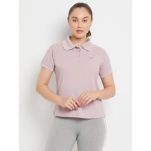 Clovia Comfort Fit Active Polo T-Shirt in Purple