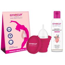 GynoCup Menstrual Cup For Women Transparent,medium Size With Wash And Sterilizer(Combo Kit)