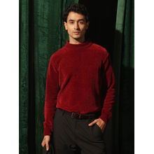 Rare Rabbit Chens Red Textured Regular Fit Sweater