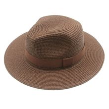 The Tie Hub Brown Wide Brim Panama Straw Unisex Hats
