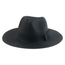 The Tie Hub Black Wide Brim Panama Straw Unisex Hats