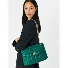 Accessorize London Women'S Faux Leather Green Eva Quilt Shoulder Sling Bag