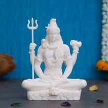 eCraftIndia White Polyresin Lord Shiva with Trishul Statue