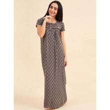 Sweet Dreams Women Printed Half Sleeves Night Gown - Brown