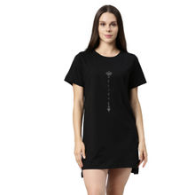 Enamor Essentials E061 Solid Short Sleeve Tunic Tee With Side Slit & Mindful Graphic - Black
