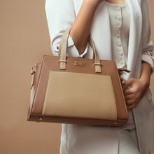 Strokes by Namrata Mehta Cinnamon Cocoa Handbag with Detachable Strap