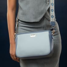 Strokes by Namrata Mehta Hues of Blue Sling bag with Detachable Strap