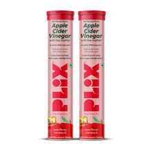 Plix Apple Cider Vinegar Effervescent Tablets with Vitamin B6 & B12, Pack of 2 - Apple