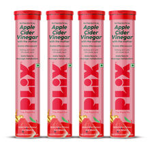 Plix Apple Cider Vinegar Effervescent Tablets with Vitamin B6 & B12, Pack of 4 - Watermelon
