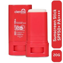 Clensta Red Aloe Vera SPF 50 Sunscreen Stick PA++++ UVA/UVB with Hyaluronic Acid for Moisturizing