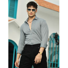 Campus Sutra Men Coin Grey Chevron-Panel Tactile Shirt