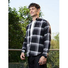 Campus Sutra Men Onyx Black Pixelated-Checks Relaxed Shirt