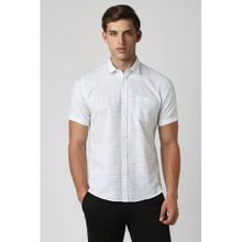 Peter England Men White Slim Fit Stripe Shirt
