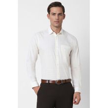 Peter England Men White Slim Fit Printed Formal Shirt