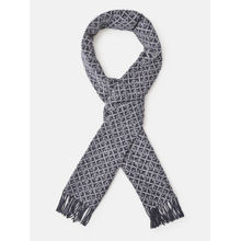 GANT Men Navy Blue Printed Fringed Scarf