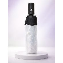 FABINALIV Black Solid Auto ON/OFF Waterproof Compact Transparent Umbrella