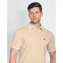 Arrow Sports Striped Collar Solid Polo Shirt