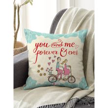 Indigifts You and Me Quote Young Couple Riding Cushion Cover Valentine Gift