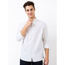 Spykar Men White Slim Fit Stripes Full Sleeves Casual Shirt