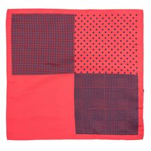 The Tie Hub Four Square Printed Red And Navy Silk Pocket Square For Men By The Tie Hub