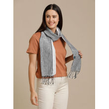 Linen Club Grey Striped Pure Linen Unisex Stole