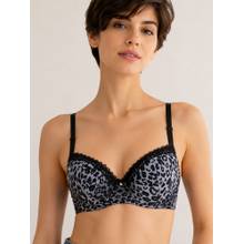 Mod & Shy Black Animal Print Nylon Elastane Regular Bra