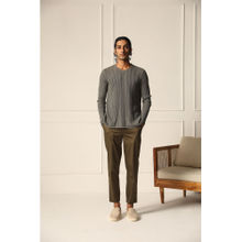 PRIMAL GRAY Charcoal Grey Cotton Knit Sweater Mesh Knit-Sweater