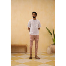 PRIMAL GRAY White Organic Linen Side Neck Button Shirt