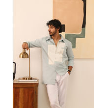 PRIMAL GRAY Ice Blue Organic Cotton Patch Work Shirt