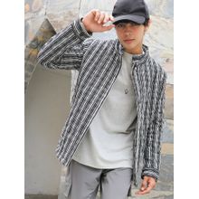 Campus Sutra Men Carbon Black & Chalk White Multitrack Striped Quilted Jacket