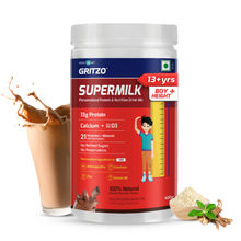 Gritzo SuperMilk Height+ (13+y Boys),13g Protein with Zero Refined Sugar, Double Chocolate, 400 g