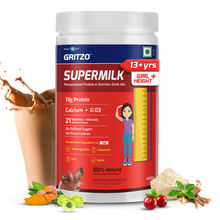 Gritzo SuperMilk Height+ ( 13+y Girls),13g Protein with Zero Refined Sugar, Double Chocolate, 400 g