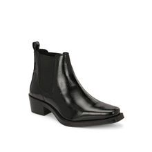 Delize Men Black Cuban Heeled Ankle Chelsea Boots