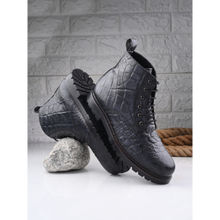 CARLO ROMANO Men Croco Patent Leather Casual Boots Black