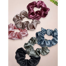 OOMPH Combo of 6 Multi Color Satin Silk Scrunchie Rubber Band Hair Tie Ponytail Holder