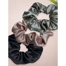 OOMPH Combo of 3 Multi Color Satin Silk Scrunchie Rubber Band Hair Tie Ponytail Holder