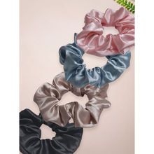 OOMPH Combo of 4 Multi Color Satin Silk Scrunchie Rubber Band Hair Tie Ponytail Holder