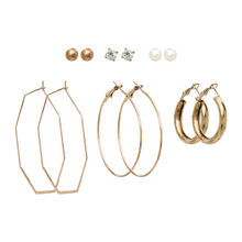 Pipa Bella by Nykaa Fashion Set of 6 Minimal Gold Hoop Earrings Combo