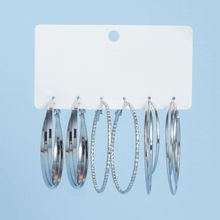 Pipa Bella by Nykaa Fashion Set of 3 Classic Silver Hoop Earrings Combo