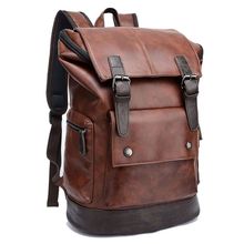 FUR JADEN Brown Anti Theft 15.6 Inch Faux Leather Laptop Backpack