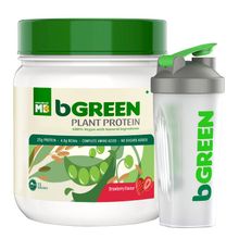 bGREEN By Muscleblaze 100% Vegan Plant Protein Powder With Free Shaker- Strawberry