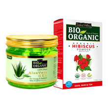 Indus Valley Bio Organic 100% Pure Aloe Vera Gel & Hibiscus Flower Powder Combo
