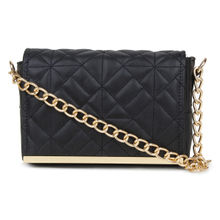 Yelloe Black Quilted Handheld Sling Bag With Chain
