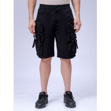 The Indian Garage Co Men Black Relaxed Fit Solid Mid-Rise Cargo Shorts