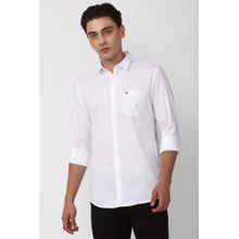 Peter England Men White Slim Fit Solid Full Sleeves Casual Shirt
