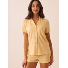 La Vie En Rose Yellow Daisy Print Shirt with Shorts