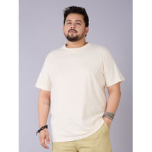 UNSIZED Men Off White Solid Round Neck T-Shirt
