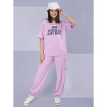 CHKOKKO Women Lavender Summer Co-Ord (Set of 2)
